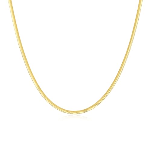 ARSIS 18K Gold Plated Herringbone Necklace Snake Chain Choker Dainty Layered Hypoallergenic Jewelry Gift for Women - color: Gold Single Layer 3mm
