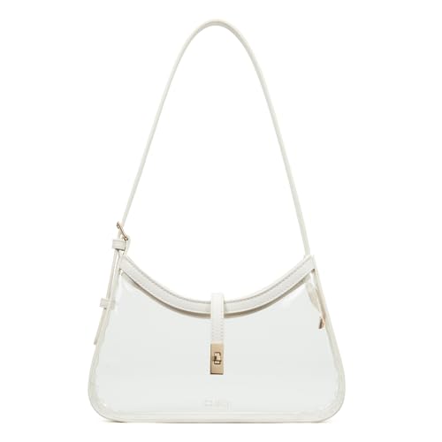 CLUCI Clear Bag for Stadium Events, Clear Purses for Women, Shoulder Bag Hobo Handbag with Adjustable Strap - color: B-transparent With White-small