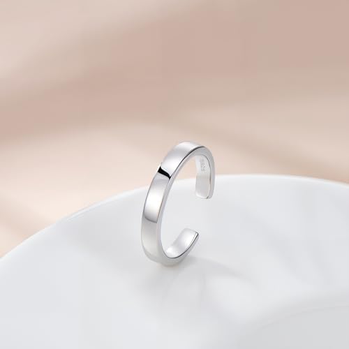 CHIC & ARTSY 925 Sterling Silver Open Toe Ring for Women - Lightweight Comfortable Yoga Toe Rings, Adjustable Stackable Toe Rings, Boho Coastal Vacation Beach Foot Jewellery - color: Classic #04
