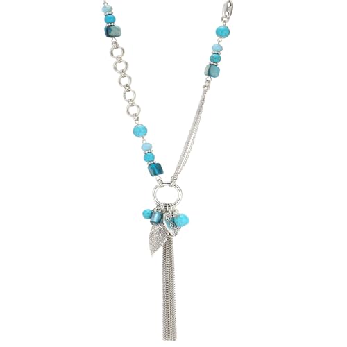 FULU AUTUMN Long Necklaces for Women Trendy Long Chunky Beaded Necklace Boho Fashion Costume Jewelry Mothers Day Gifts for Her - color: 95-Turquoise