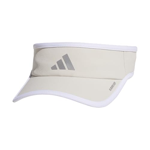 adidas Women's Superlite Visor – Lightweight Moisture-Wicking Running Tennis Hat - color: Alumina Beige/Silver Metallic/White/3