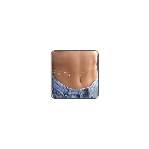 Gold Body Chain for Women Belly Waist Chain Sexy Bikini Beach Jewelry for Women Waterproof Cute Hips Stomach chain Belt Summer Vacation Accessories Gift For Her Boho Jewelry Adjustable 26.5-37Inch - style: D.2pcs Beads+Coin Green Beads