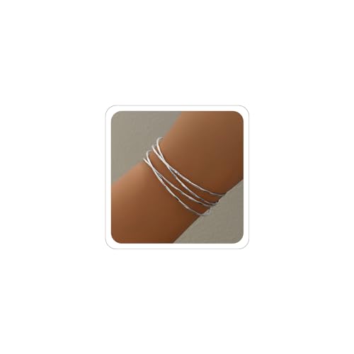 Gold Arm Cuff for Women,Arm Cuff Upper Arm Bracelet Jewelry Minimalist Armband ArmCuffs Bangle Bracelets Summer Beach Accessories - color: Silver 3