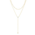Foxgirl Lariat Gold Necklace for Women, Dainty Long Necklace 14k Gold Plated/Silver Y-Shaped Pendant Necklace Trendy Layered Cz Beaded Chain Drop Necklaces Simple Gold Jewelry For Women Gift - color: Y Layered CZ Necklace-GD