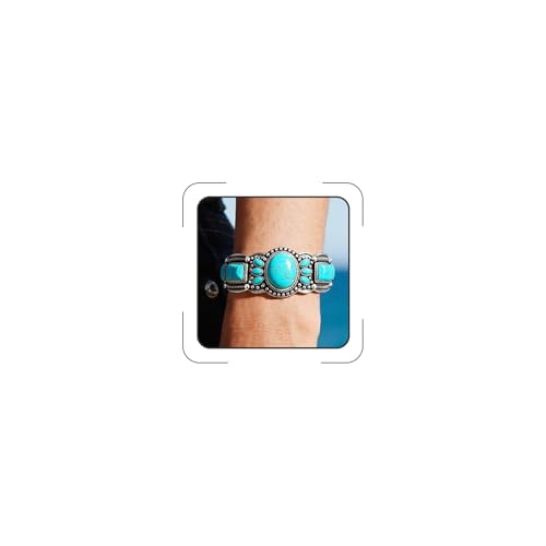 Western Bracelets for Women Vintage Chunky Turquoise Cuff Bracelet Turquoise Country Bracelets Adjustable Boho Cuff Bracelet Western Country Costume Jewelry Accessories - style: Style8
