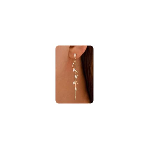 Dangle Earrings for Women - 14K Gold/White Gold/Rose Gold Plated Butterfly Heart Star Hoop Chain Long Tassel Cubic Zirconia CZ Dangle Earrings - color: CZ Twist