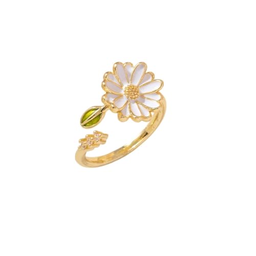 Adjustable Women's Cubic Zirconia Leaf Shaped Ring, 18K Gold-Plated Exquisite Stackable Women's Ring, A Great Gift for Her - color: P