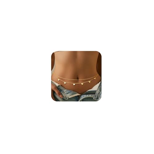 CHESKY Waist Beads for Women, Dainty 14k Gold Plated Waist Chain Beach Accessories Cute Belly Chain Body Chain Gold Chain Belts for Women Summer Beach Jewelry for Womens Gifts Rave Outfits for Womens - style: butterfly chain-gold