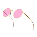 Retro Round Sunglasses Small Colored Lens Hippie Glasses - style: Pink