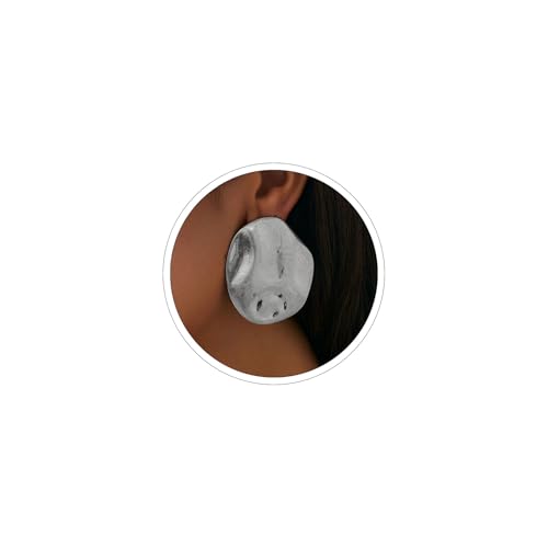 Mixed Metal Statement Earrings for Women Chunky Earrings Big Statement Large Oval Round Pebble Shape Earring Irregular Geometric Drop Dangle Earring Chunky Jewelry - style: 2 - S