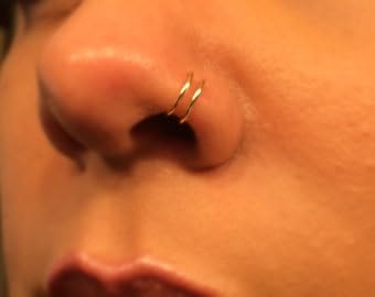 Briana Williams Fake Lip Piercing Fake Lip Ring Fake Nose Ring Fake Nose Piercing Faux Lip Rings Fake Snake Bite Piercing Clip on Non Piercing Double Cartilage Helix Earrings Ear Cuff for Women Men - color: B -12pcs