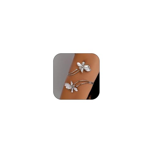 Arm Cuff Jewelry for Women Adjustable Flower Cuff Bangle Bracelet Gold Armband Upper Jewelry Gifts for Women Boho Western Accessories - color: B2:silver flower