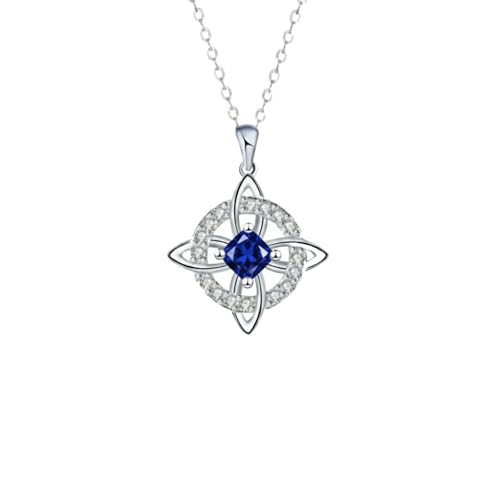 Mystical Birthstone Witches Knot Necklace – Natural Crystal Celtic Pendant, Wiccan Pagan Jewelry Gift for Women - color: September