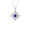Mystical Birthstone Witches Knot Necklace – Natural Crystal Celtic Pendant, Wiccan Pagan Jewelry Gift for Women - color: September
