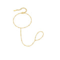 Hand Chain Bracelet Stainless Steel Finger Ring Bracelet Adjustable Gold Plated Hand Chain CZ Stackable Boho Minimalist Jewelry for Women - color: Gold Hand Chain Bracelet AN138G