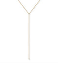PAVOI 14K Gold Plated Drop Lariat Chain for Women - Cubic Zirconia Long Necklace - Station Star Layered Beaded Y Necklace - style: Bezel