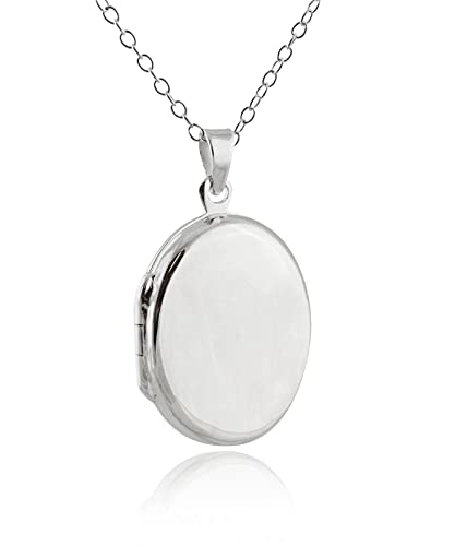 FashionJunkie4Life Sterling Silver Oval Locket Necklaces for Women, 18" Cable Chain - style: Small Simple