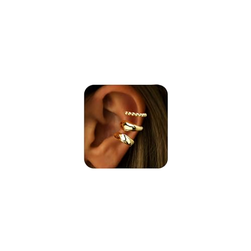 3Pcs Ear Cuffs Non Piercing for Women，14K Gold Plated Hypoallergenic Cuff Earrings Trendy clip Earrings for Women Cartilage Gold Jewelry Gift - color: Ear Cuffs CZ-C
