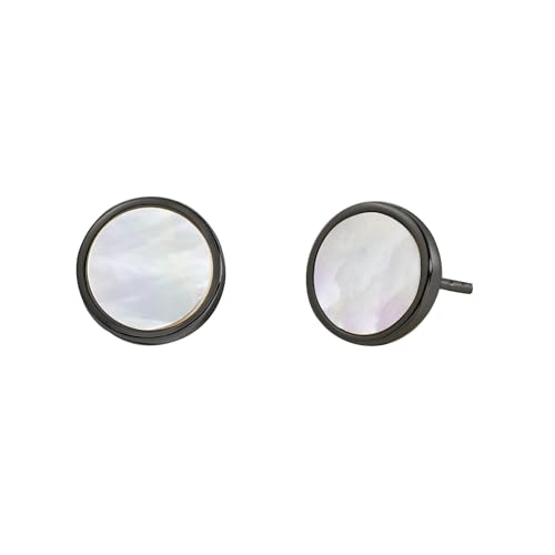 S.Leaf Gold Stud Earrings for Women Sterling Silver Gold plated Hypoallergenic Shell Mother of Pearl Post Earrings for Women Birthday Gifts - color: A05_Shell_7mm_Black
