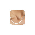 FOCALOOK 14K Gold Plated Necklaces for Women, Fashion Herringbone Choker Necklace Stainless Steel Flat Snake Chain 3/5MM(W) 12.5"/15"/18"+3.5"(L) - color: 3MM-Silver-18"