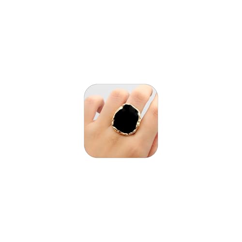 Statement Rings For Women Chunky Gold Ring Unique Cocktail Rings Vintage Big Black Drip Ring Fashion Punk Jewelry For Women - style: Gold
