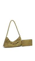 Premium Woven Shoulder crossboby Bag for Women, Slouchy Hobo Handbag with Braided Strap and Matching Zipper Pouch - color: Green