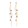 Temperament Long Zircon Tassel Earrings for Women Charm Jewelry Sparkling Crystal Leaves Twist Dangle Earrings for Friends - color: Gold-Purple Leaves