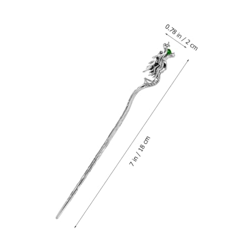 Dragon Hair Chopsticks Dragon Hairpin Vintage Hair up China Headgear Women's Faucet Zinc Alloy Chinese Japanese Chopsticks - color: Silver