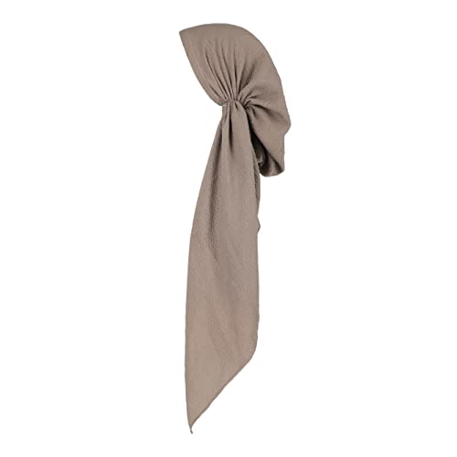 Pretied Head Scarves for Women Featuring Lightweight Crimped Material and Attractive - color: Solid Beige