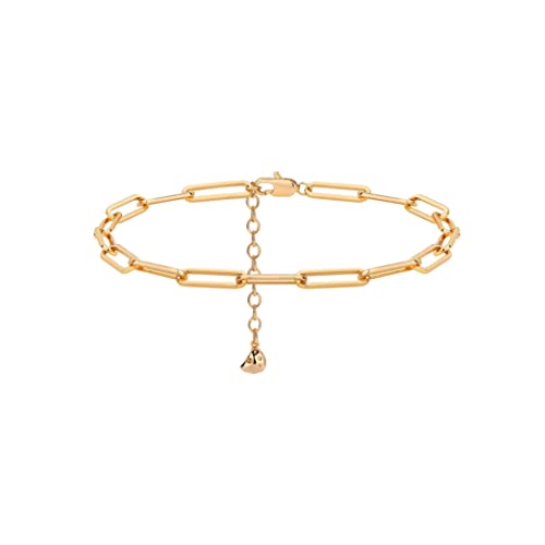 LOYATA Dainty Ankle Bracelet,14K Gold Plated Tiny Bead Anklet Dainty White Cubic Zirconia Cross Tassel Foot Chain Cute Lucky Moon Evil Eye Foot Jewelry Boho Anklets for Women - color: gold-anklet-019