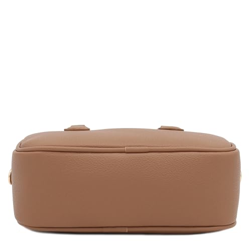 FashionPuzzle Mini PU Leather Satchel Purse Top Handle Crossbody Bag - color: Stone