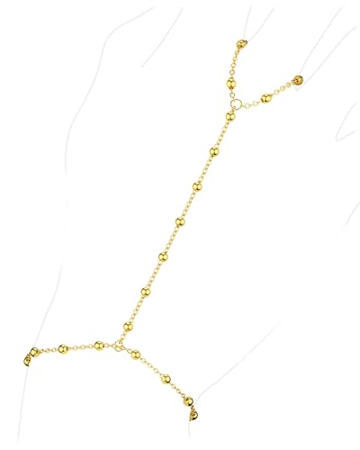Hand Chain Bracelet for Women Trendy, Dainty Silver Beaded Finger Ring Bracelet Non Tarnish Minimalist Adjustable Simple Cute Silver Bracelets Waterproof Fashion Jewelry - color: Gold-01