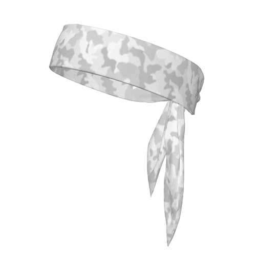 Sports Tie Headband Bandana Running Athletic Sweat Band Elastic Adjustable Sport Head Tie for Men Women Head Ties Ninja Tie Headbands Tennis Sweatbands Soccer Basketball Teams Running Head Band - color: Grey Camo