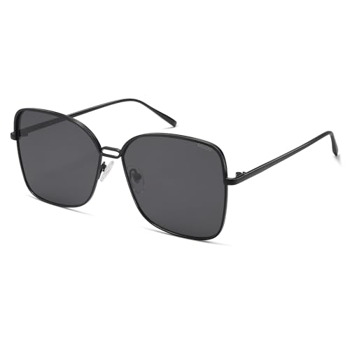 SOJOS Trendy Square Oversized Sunglasses Womens Mens UV400 Big Large Designer Shades SJ1082 - color: Black/Dark Grey