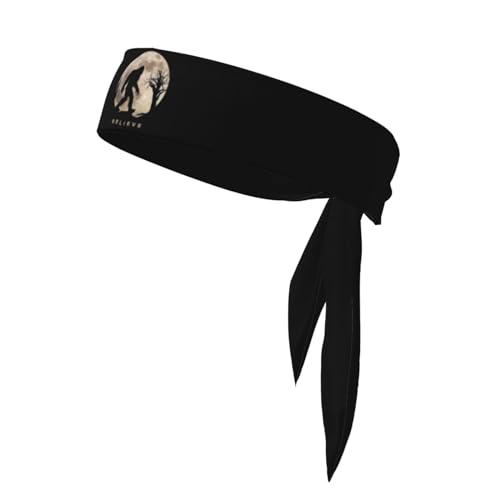 Sports Head Tie Westie Dogs Beach Summer Tropical Tie Sweatband Headband Men Women Elastic Bandana Adjustable Non-Slip Moisture Wicking for Running Football Yoga Workout Athletic Hair Ninja Head Band - color: Funny Bigfoot Sasquatch Full Moon