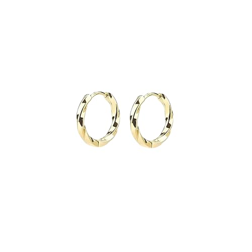 QueenBee 925 Sterling Silver & Gold-Plated Twisted Small Hoop Earrings – Hypoallergenic, Minimalist, Lightweight Jewelry for Women – Classic Everyday Hoops - color: Small Gold Hoop