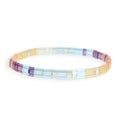Sonateomber Tila Flat Beaded Stretch Bracelets for Women, Trendy Unique Colorful Square Beads Handmade Stack Bracelet Friendship Accessories Fashion Jewelry Gift - color: 0011B