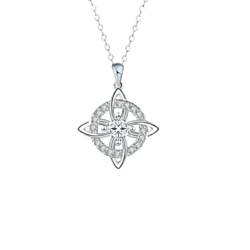 Mystical Birthstone Witches Knot Necklace – Natural Crystal Celtic Pendant, Wiccan Pagan Jewelry Gift for Women - color: April