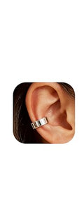 Gothic Ear Cuffs Helix Cartilage Clip on Goth Ear Cuff Stainless Steel Hypoallergenic Earrings for Women Men Non Piercing Gold & Silver Fake Earring Lightweight Punk Jewelry Gift - color: K4-Minimalist Design Silver 2