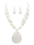 Big Teardrop Pendant Necklaces for Women Colorful Beaded Necklaces Statement Set for Holiday. - color: White
