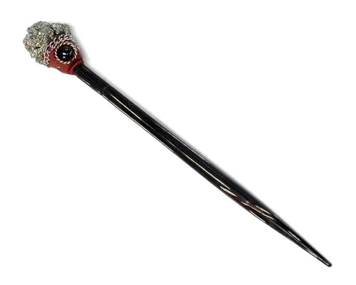 Mia Jewel Shop - Natural Tumbled Healing Gemstone Crystal Chonta Wooden Hair Sticks – Handmade Hair Sticks for Women | Hair Pins Boho Reiki Accessories, Fashion Gifts (Silver Pyrite) - color: Silver Pyrite