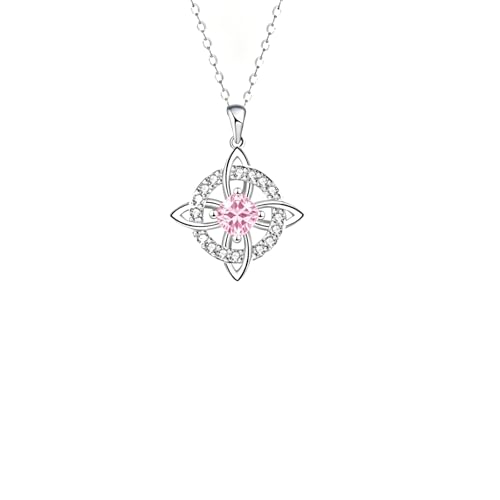 Mystical Birthstone Witches Knot Necklace – Natural Crystal Celtic Pendant, Wiccan Pagan Jewelry Gift for Women - color: October