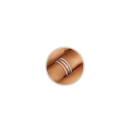 Gold Silver Rings for Women Non Tarnish Stackable 1.3mm Thin Gold Ring 14K Gold Plated Dainty Ring Set Trendy Thumb Pinky Ring Wedding Bands Promise Engagement Gold Jewelry Gifts Size 6-11 - color: silver rings