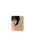 Climber Earrings for Women Multicolor Ear Studs with Ear Cartilage Clip Crystal Clustered Flowers Ear Cuff Earring Statement Floral Crawler Stud Earrings Sparkly Zircon Gemstone Earring