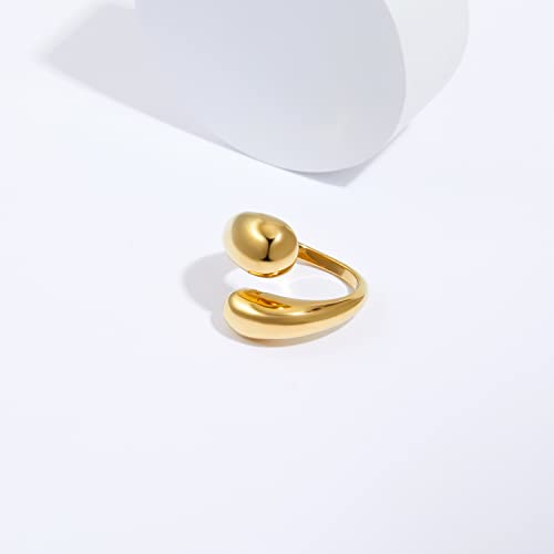 Gold Silver Rings Set for Women Chunky Statement Rings ZC Dome Evil Eye Croissant ring Thick 18K Gold Plated Band Rings - color: Teardrop, size: 9