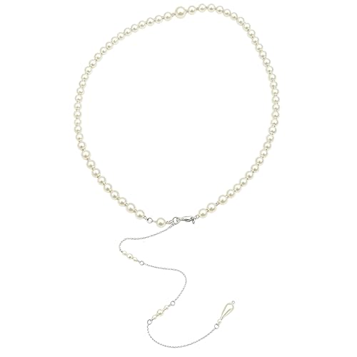 1Pcs White Elegant Pearl Backdrop Necklace Sexy Tassel Pendant Back Chain Body Decoration Chain for Women Backless Off-shoulder Dressing
