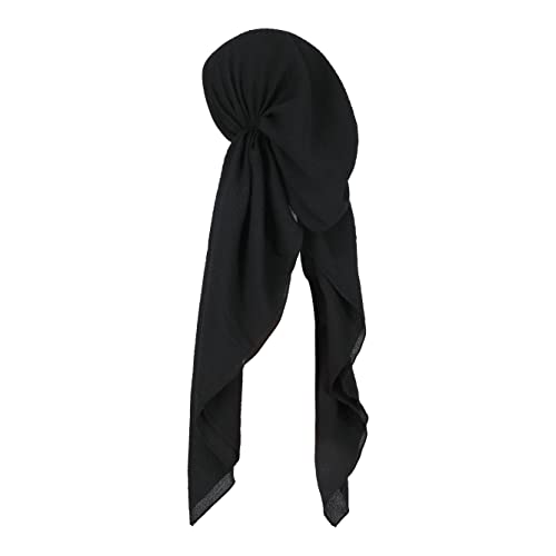 Pretied Head Scarves for Women Featuring Lightweight Crimped Material and Attractive - color: Solid Black