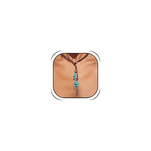 Boho Outfits for Women Boho Necklaces Country Concert Outfits Nashville Western Jewelry Choker Necklaces Long Leather Necklace Western Dress Jewelry Country Cowgirl Accessories Gifts - color: G:Turquoise Feather Necklace