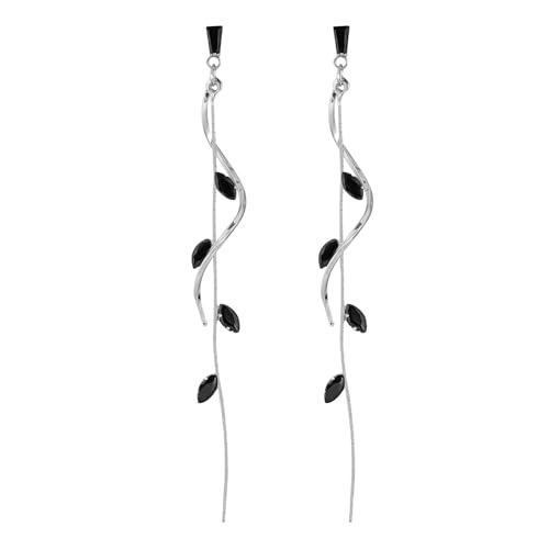 Crystal Drop Earrings,Zirconia Rhinestone Dangling Earrings for Women Prom Party Jewelry Gifts， Dangle Fashion Jewelry Crystal Earrings for Women - color: black silvery