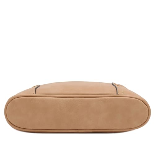 ALYSSA Triple Zip Pocket Large Crossbody Bag - color: Light Tan